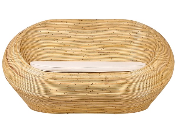 2-Sitzer Nest Gartensofa Rattan NatüRlich Oval Mit Kissen Out- & Indoor Maio-image