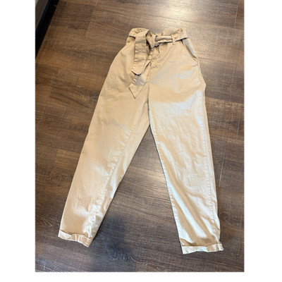 Stradivarius Khaki Paperbag Waist Trousers - Size Medium - Belted Utility Pants