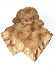 Cloud Island Puppy Dog Lovey Security Blanket Golden /Brown Satin Trim Swirls