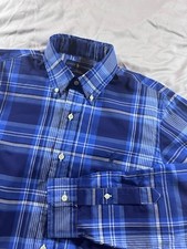 Ralph Lauren Classic Fit Blue Navy Plaid Button Down Shirt Cotton Stretch Sm SP