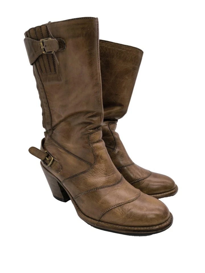 BELSTAFF Bottes à talon Dames Botte haute T EU 37 brun style décontracté - Photo 1/4