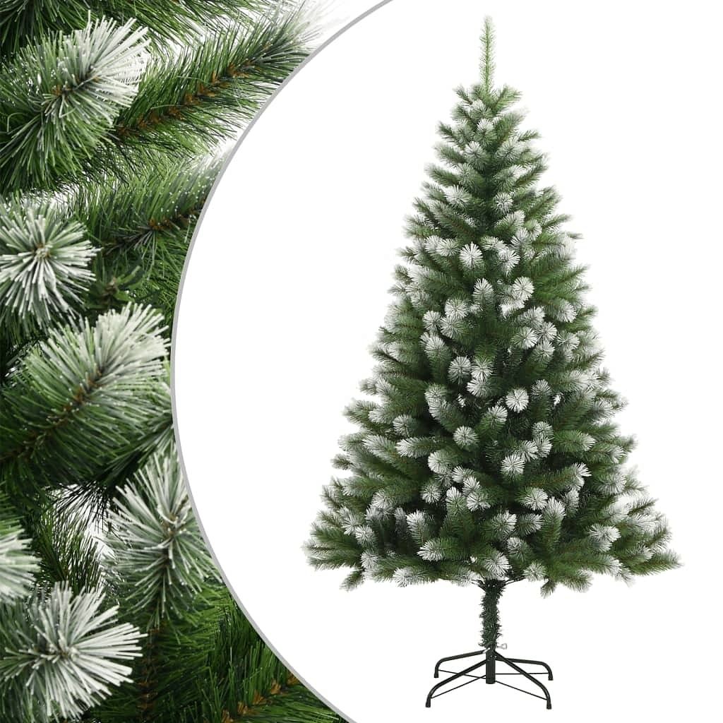 Artificial Hinged PVC & Metal Christmas Tree in Green & White