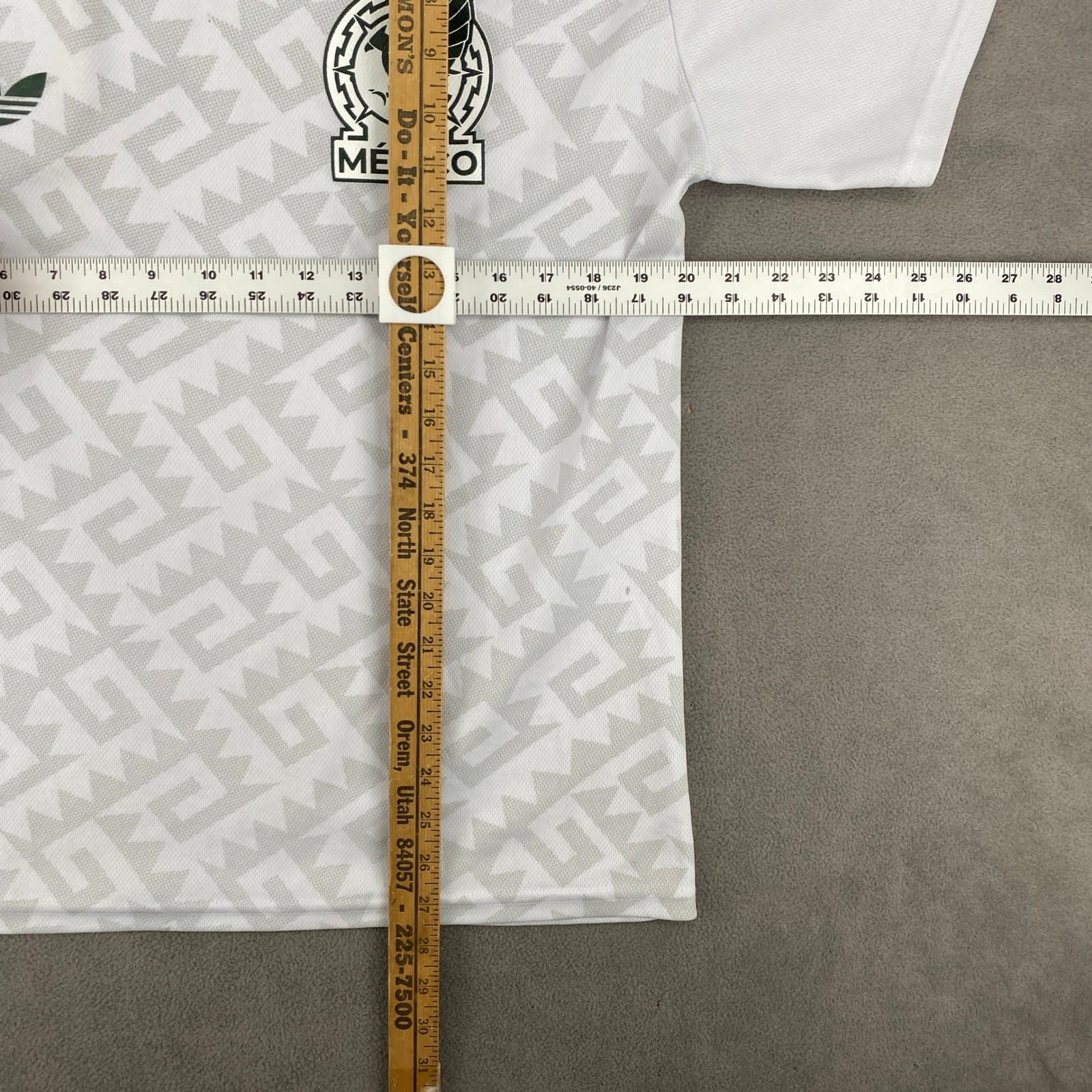 Mexico National Team Soccer Jersey White Aztec Print Trefoil Logo Mens Medium view 4