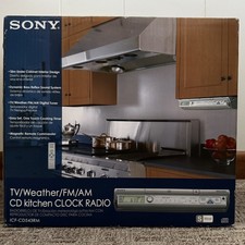 Sony ICF-CD543RM Kitchen CD Clock Radio Weather Under Cabinet Silver NEW IN BOX
