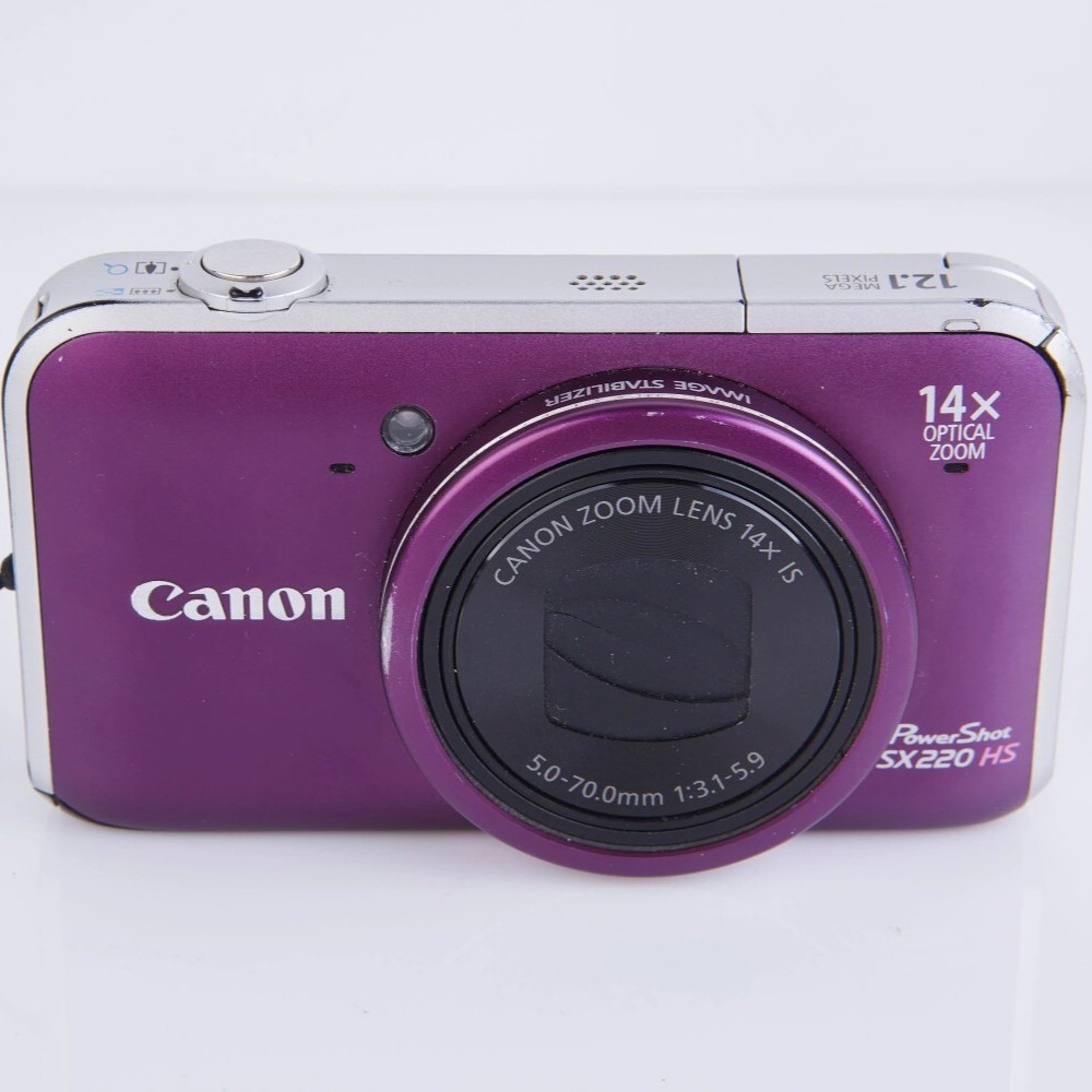 Canon PowerShot SX220 HS 12.1 MP Digital Camera 14x Optical Zoom w/Chagrer