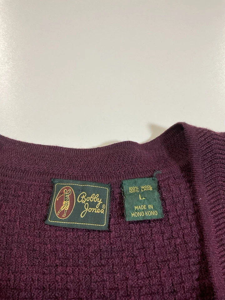 Cardigã Colete Suéter Vintage Bobby Jones Tamanho M/L Preppy Dinheiro Antigo Golf Dinheiro Anos 90 - Imagem 3 de 4