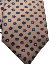 cream, burgundy, green flower 100% silk tie made in the USA