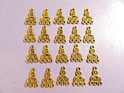 20 Gold Tone 3-Loop Flat CONNECTOR Jewelry Dangle Earrings Findings Decorative