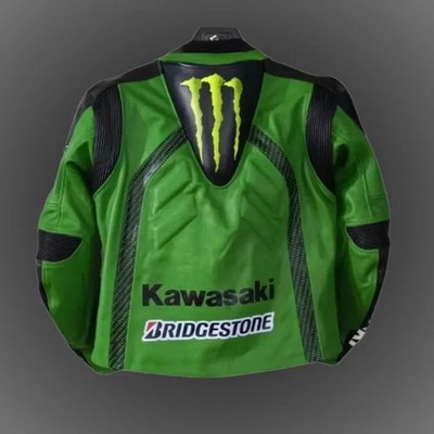 Kawasaki Ninja Racing Motorcycle Jacket Leather Armor Riding
