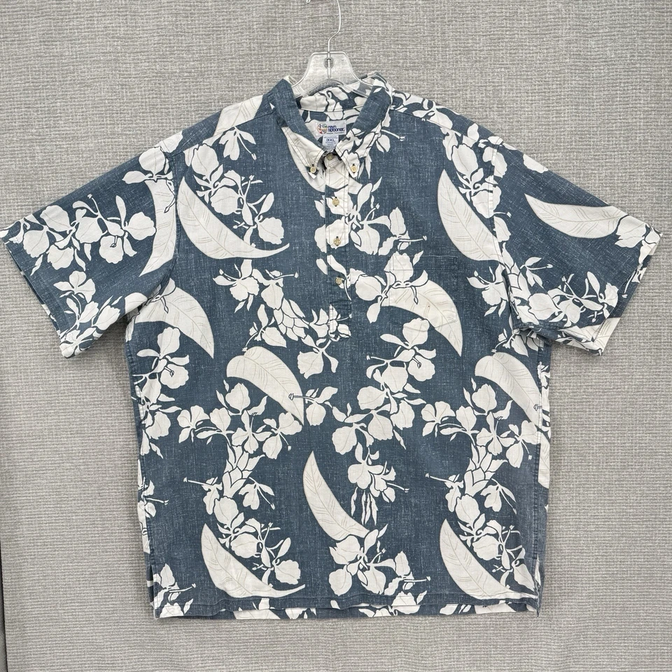 Vtg 90s Reyn Spooner Sz 3XL Hawaiian Popover Kloth Floral Blue bold Tropical - Image 2 of 4