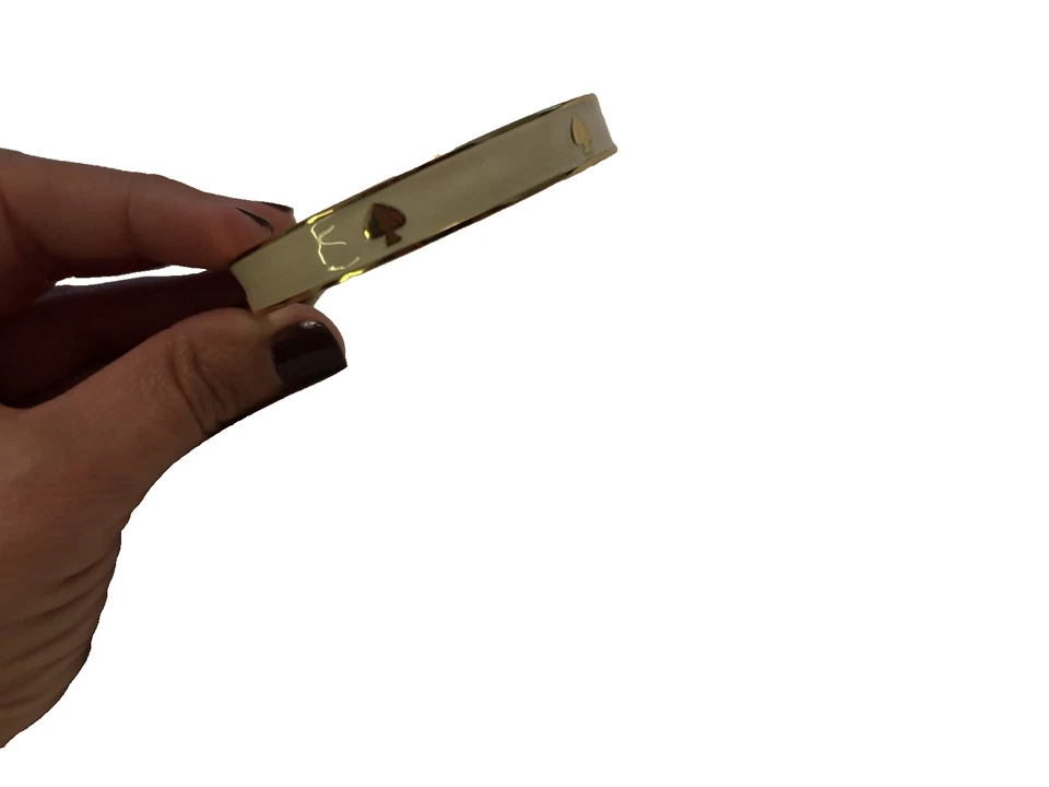 Kate Spade N.Y. Logo Bangle Off White Enamel Yellow Gold Plated Logo Bracelet - Image 3 of 3