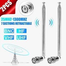 2pcs Telescopic BNC Antenna 7 Sections For Radio Scanner VHF UHF AM FM