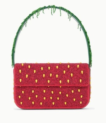 NEW Staud Tommy Beaded Shoulder Bag Strawberry Dream Fruit Salad Red Green