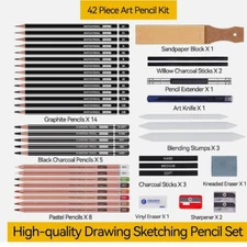 Drawing Sketching Pencil Set, 42 Pack Pro Art Pencil Kit with Graphite Pencil***