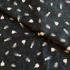 1.2 YD Dark Gray Cat Mouse Toss Fabric Moda Quilting Cotton