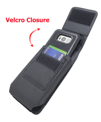 Cellphone Belt Holster Leather Carrying Case Vertical Wallet Pouch w/ Card Slots - Picture 3 of 8