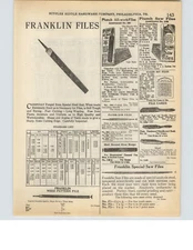 1927 PAPER AD Plumb Store Display All Work Saw File Box Franklin Files Tools