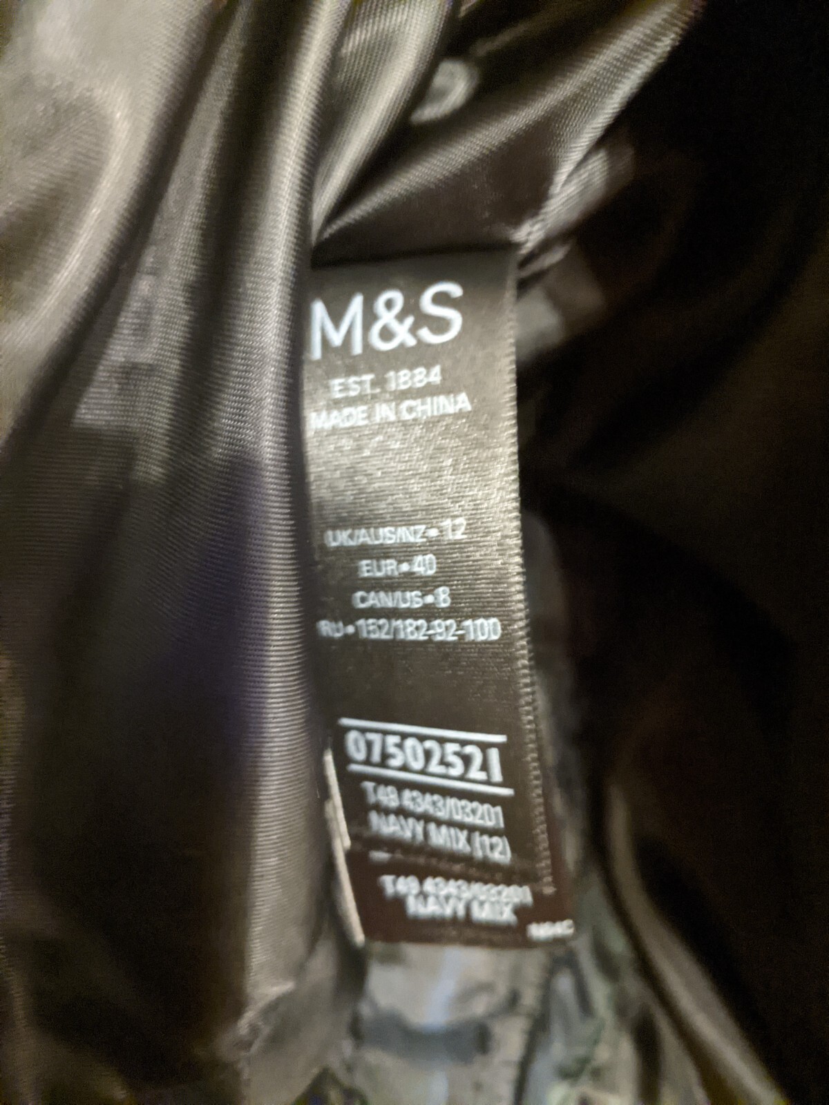 Marks and Spencer Barbour Style CHECK Quilted Jacket(NAVY)21" PTP(SIZE