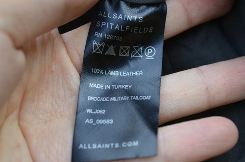 AllSaints Ladies BROCADE Military Leather Tailcoat UK8 US4 Grey Brown Brocade - Picture 11 of 12