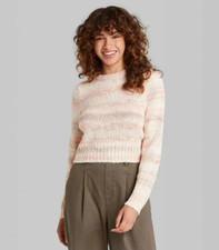 Wild Fable Crewneck Spacedye Pullover Sweater Women's Med Peach Pink Y2K Preppy
