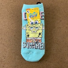 Nickelodeon Women's Shoe Size 4-10 Blue SpongeBob Graphic 2 Pair No Show Socks
