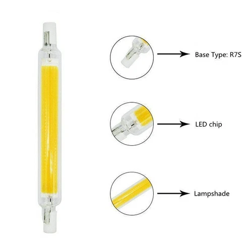 LED R7S 118mm 78mm 12W/6W Regulable COB Reemplazar Halógeno 220V Tubo de Vidrio Bombilla - Imagen 10 de 25