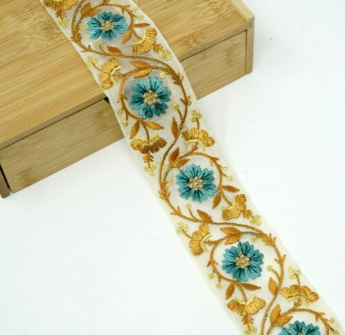 Captivate with Elegance Embroidered Chiffon Lace Trim for Sarees Wedding & More - Picture 21 of 68