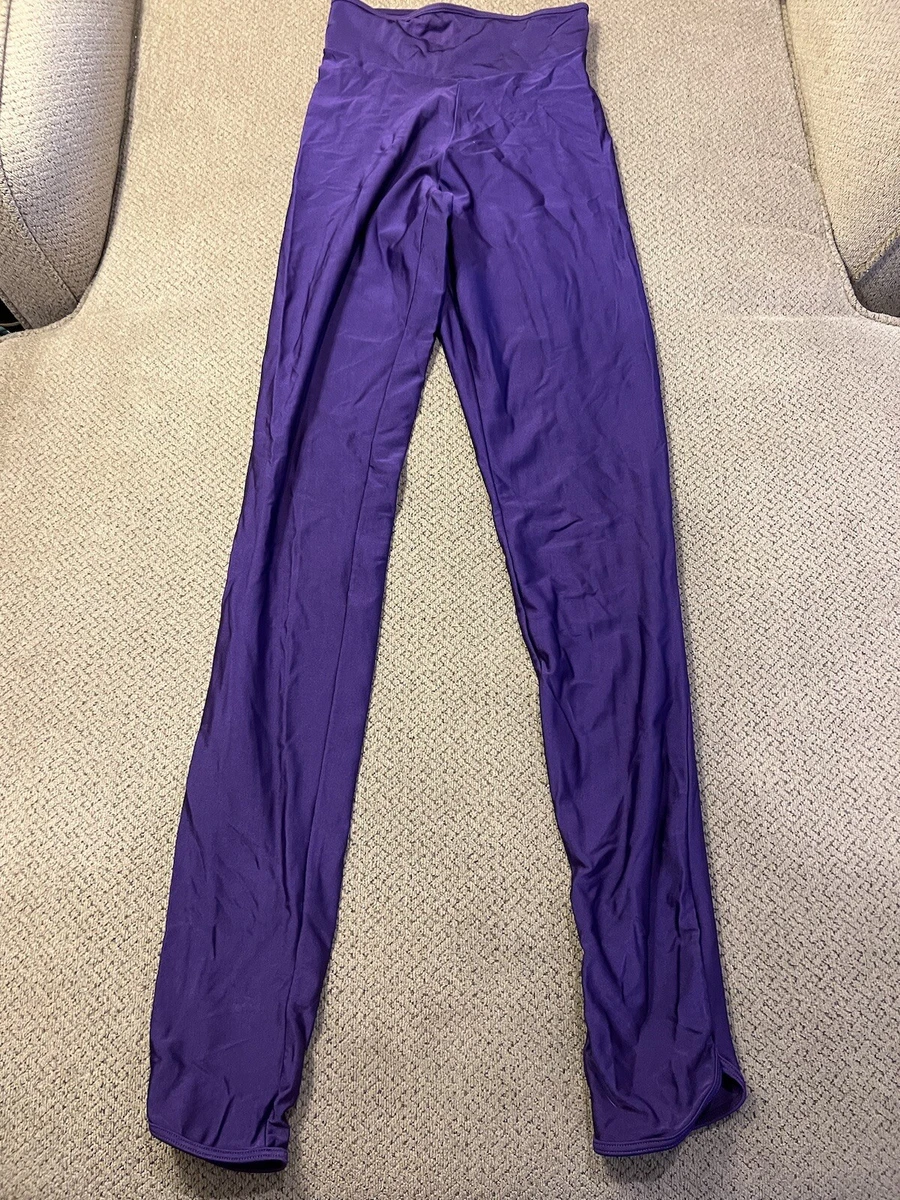 Mens Vintage Purple Thin Shiny Spandex Tights Compression Pants XS