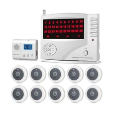 Nurse Call System Wireless Call System with 1 Portable Caregiver Pager 10 Cal...