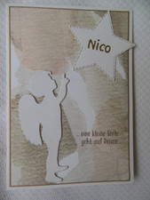 Trauerkarte Sternenkind, mit Vornamen, eine kleine Seele geht auf Reisen, Stern