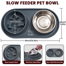 Dog Bowl Slow Feeder Pet 2 Bowls Antichoking Anti Slip Pet Interactive Feed Dish