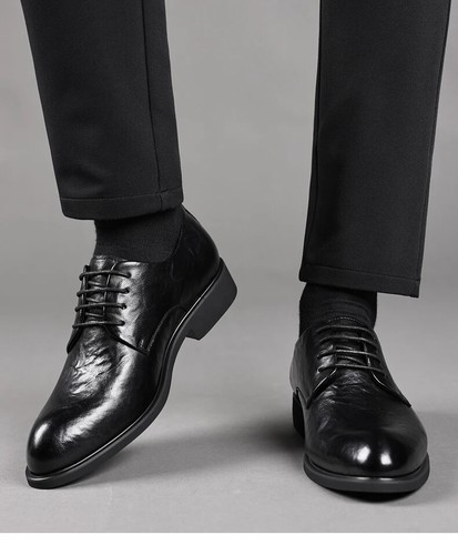 Zapatos de vestir informales ligeros con cordones de cuero de moda para hombre de negocios - Imagen 13 de 25