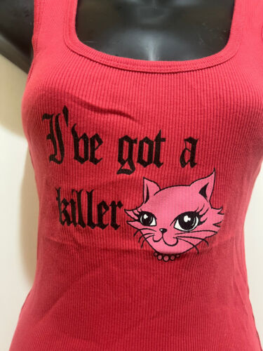 Women Tank Top "I've got a killer P***Y" - Faded Red color Wife beater Top - New - Picture 3 of 5