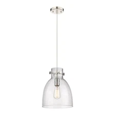Innovations Newton Bell 1 Lt 10" Cord Pendant, PN/Seedy - 410-1PM-PN-G412-10SDY
