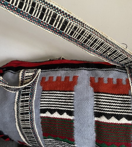 Vintage Wool Geometric South America Duffle Bag luggage hobo Boho Hippie - Picture 5 of 12