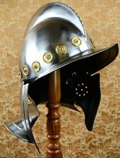Medieval Burgonet Helmet With Inner Liner Brass Accents Bidding Halloween Sugar