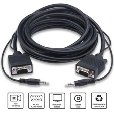 15 Feet VGA Cable with AUX SVGA 3.5mm Monitor Cord Super VGA Audio Video Cable