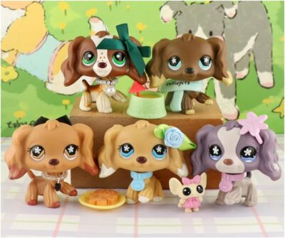 5pcs Mini Shop Pet LPS Figures Cocker Spaniel Dogs Action Figures Toys Kids Gift