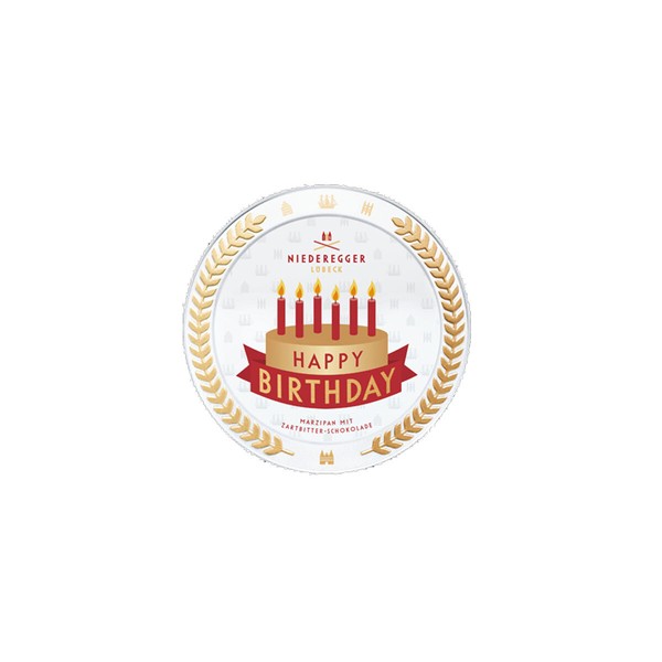 Niederegger Marzipan Mit Zartbitterschokolade Happy Birthday Dose 185G-image