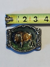 Multi-Colored Epoxy  Metal Buffalo Belt Buckle  394 3  " x 2 "