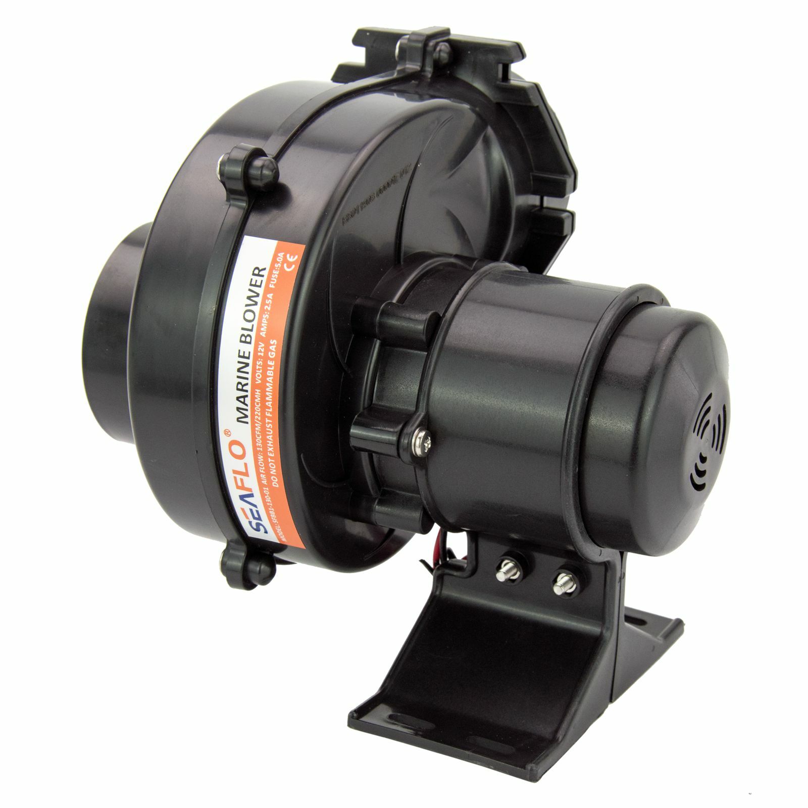 SEAFLO 12V In Line Bilge Air Blower 130CFM Boat Black Ventilation