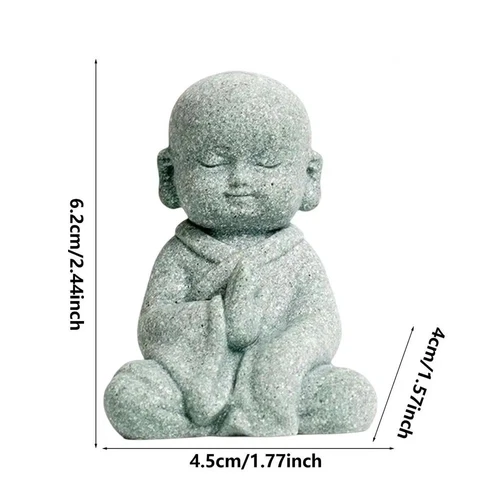 Piccoli monaci buddisti statuina Buddha statua in pietra buddismo tibetano monaco zen - Foto 18 di 22