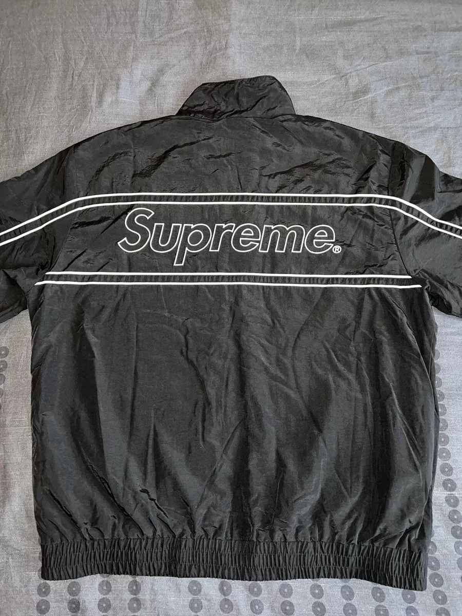 Supreme piping track jacket black top