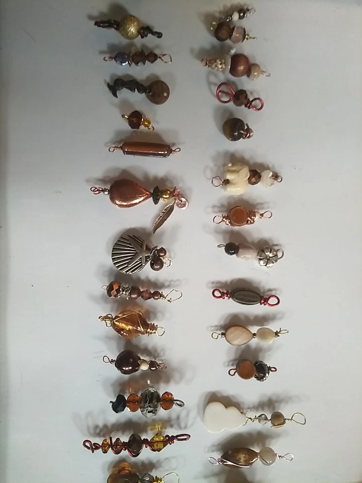 Huge Lot Of 29 Handmade Lampwork Glass Jewelry Making Bead Drop Dangles Browns - Image 4 of 4