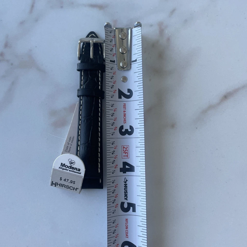 Correa de reloj Hirsch Modena cocodrilo en relieve 18 mm negra 103028 W L 50 Classic F10 Foto 4 de 4