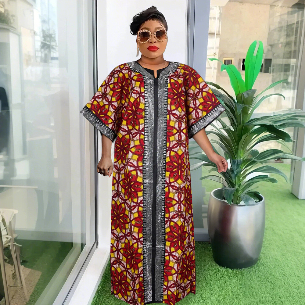 Women Print Long Dress Loose Kaftan African Robe Cocktail Party