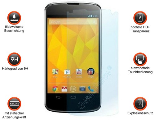 Tempered HD+ Curb Glass Protection Film Heavy Duty Foil For LG Google Nexus 4 - Picture 2 of 5