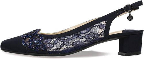 Women's J Renee, Faleece Pump Navy Lace/Satin 6 M - Picture 2 of 5