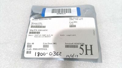 ONSEMI FDC6327C MOSFET SSOT-6 COMP N-P CH ( LOT OF 40 )