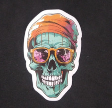Colorful Crazy Cool Creepy Evil Skeleton Sticker 2.38" x 1.58" R